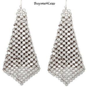 70S Rhodium Chainmail Sheets Dangling Earrings